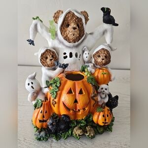 Vintage Halloween Teddy Bears Boo Ghosts Light Pumpkin NO Light Included